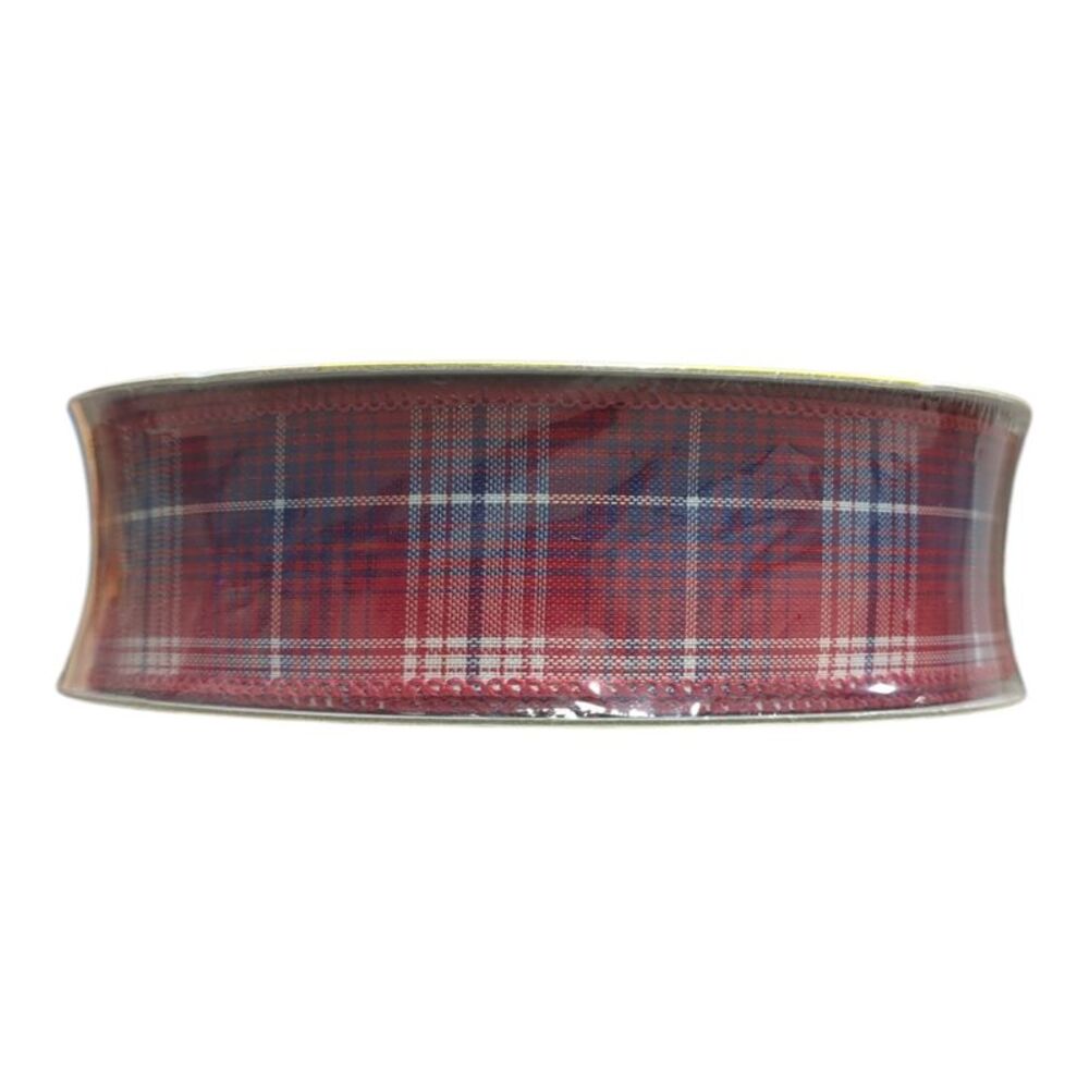 Member's Mark Wired Edge Premium Spring Ribbon, 1.5in Wide x 50yds - Red Plaid